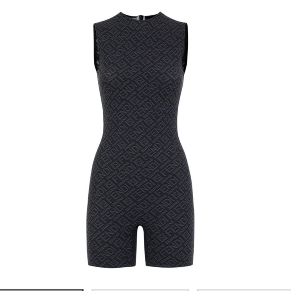 Skims x FENDI Black sleeveless mid thigh body suit